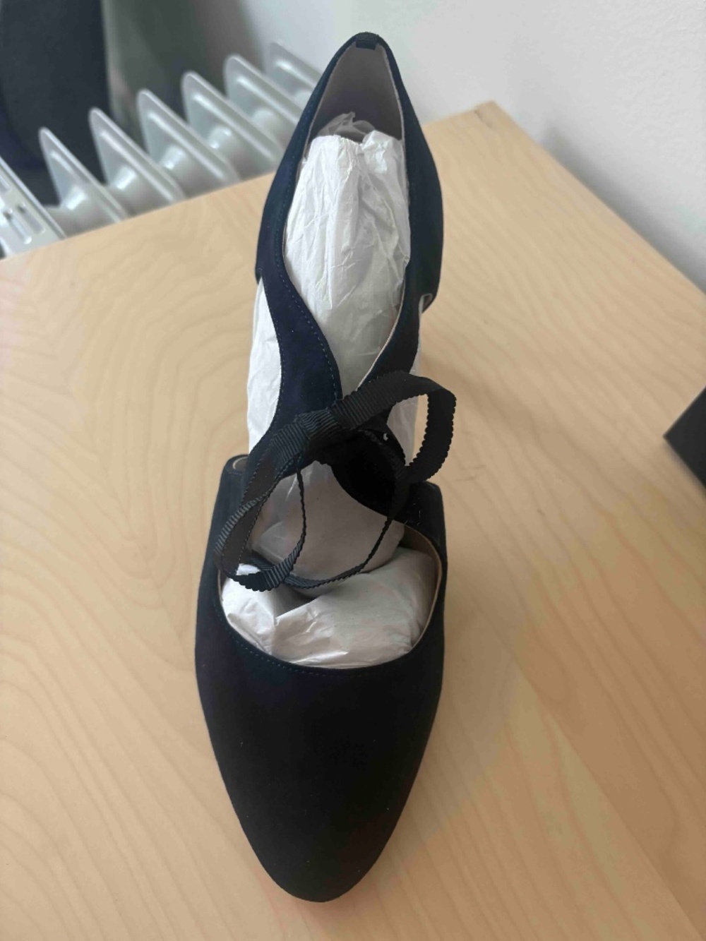 Boden Deep Navy Blue Velvet Heels